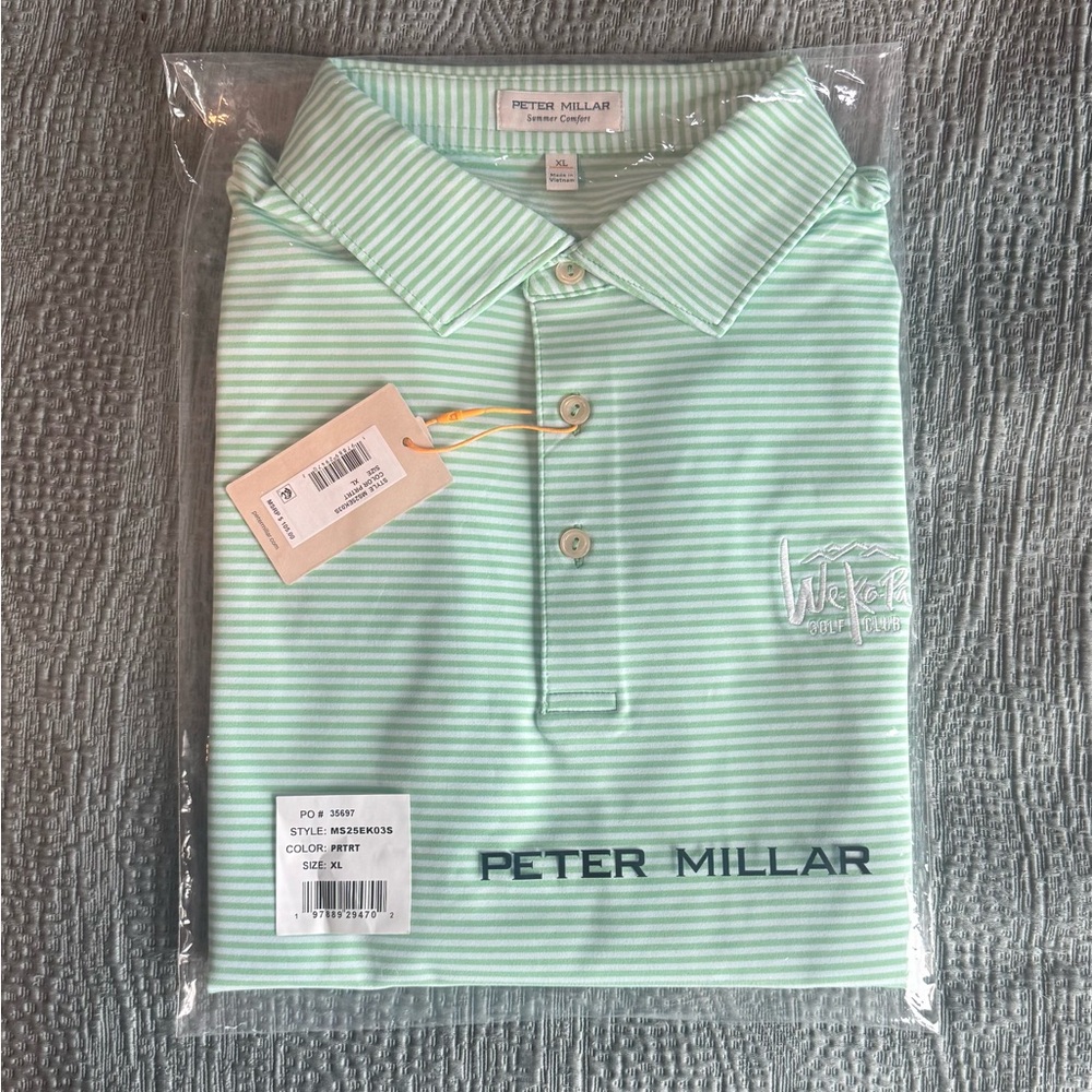 Peter Millar Mint Striped Polo Shirt